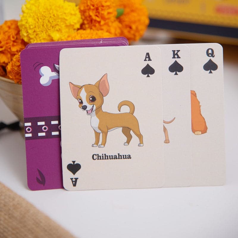 Dogs printed Solitaire Cards in Goofy Diwali Box (7617550745750)
