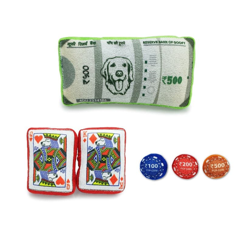 Goofy Tails Casino Theme Dog Toy Combo | Crinkle and Squeaky Toy for Puppies (7623058292886)