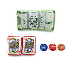 Goofy Tails Casino Theme Dog Toy Combo | Crinkle and Squeaky Toy for Puppies