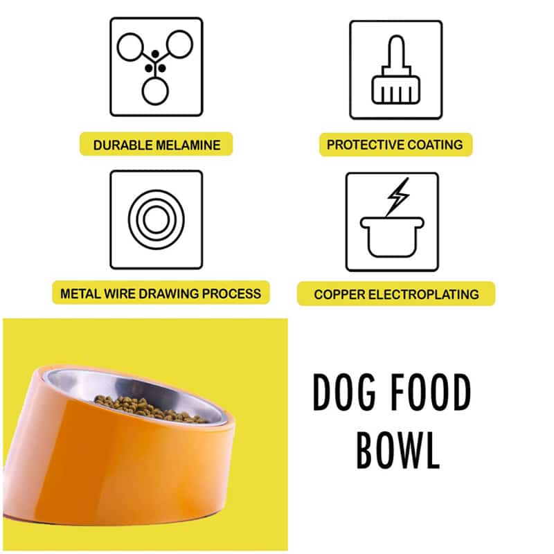 Goofy Tails Slanted Bowl for Dogs Stainless Steel and Melamine Dog Bowl with Rubber Antiskid Base (Orange) (7168169148566)