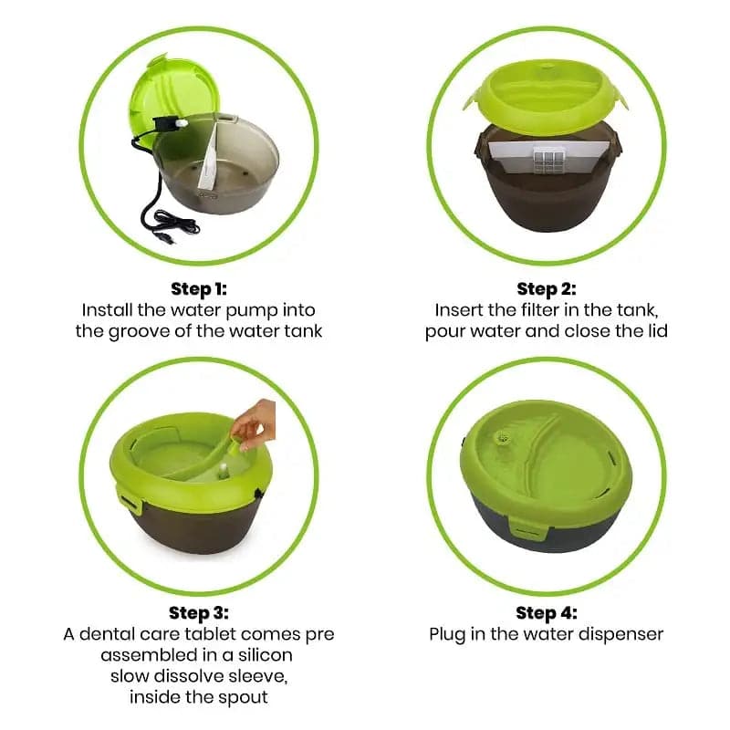steps for assembling the water fountain for dogs