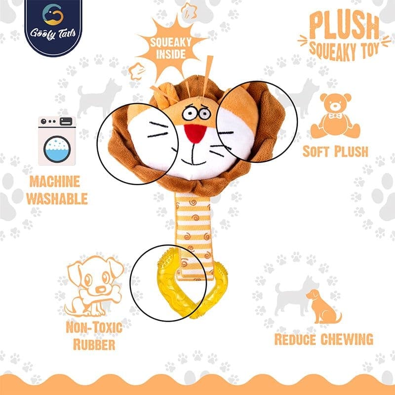 Goofy Tails |Puppy Lion Heart Squeaky Plush Dog Chew Toy| for Small & Medium Breeds (7168225083542)