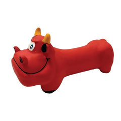 Goofy Tails Red Bull Latex Squeaky Dog Toy for Small & Medium Breeds